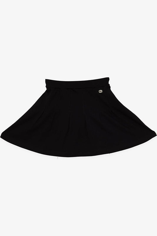 Girl's Skirt Embroidered Elastic Waist Black (8-14 Years)