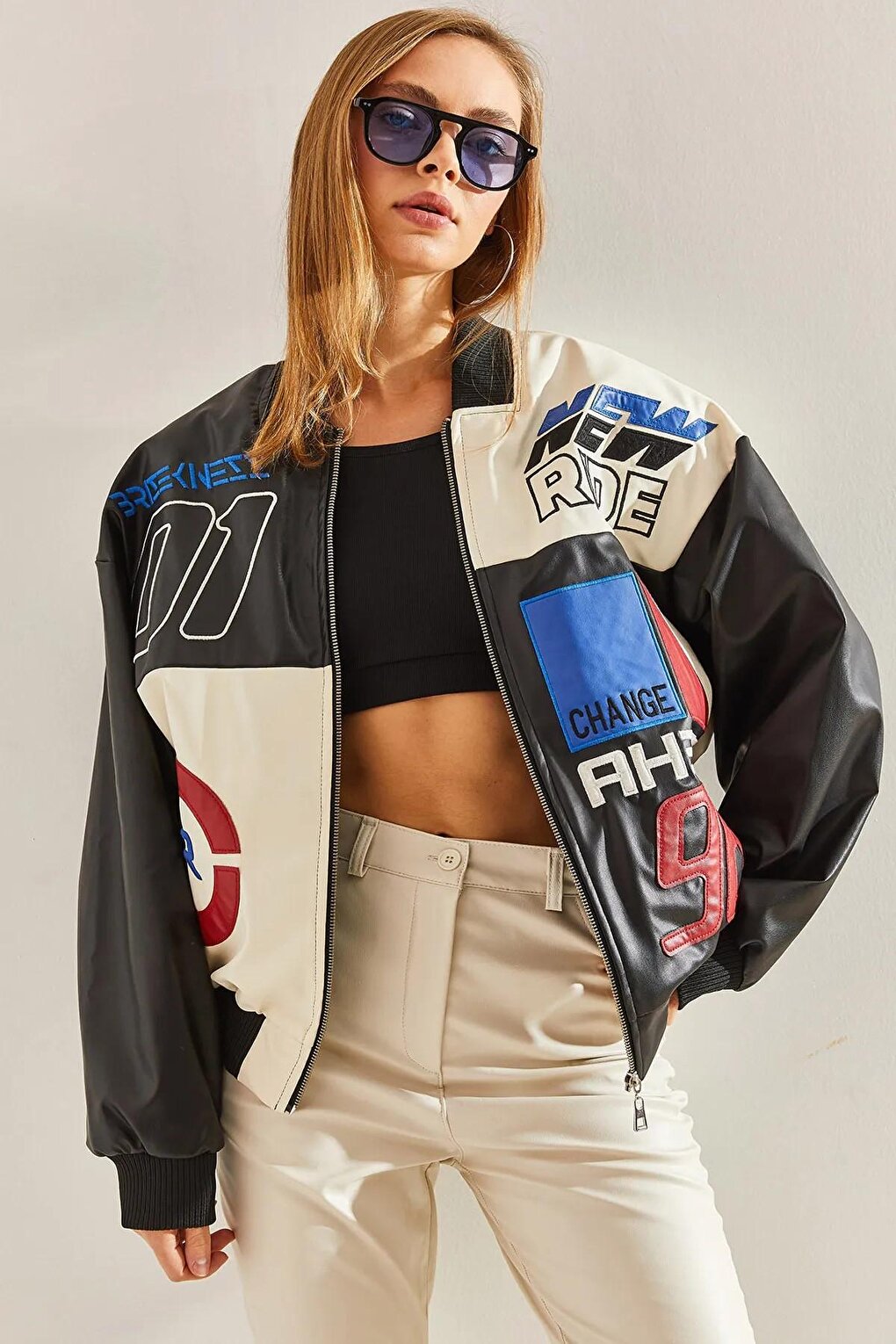 Women's Leather Embroidered Biker Jacket