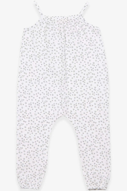 Girl's Jumpsuit Star Patterned White (4-9 Years)