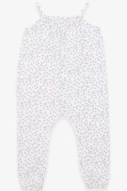 Girl's Jumpsuit Star Patterned White (4-9 Years)