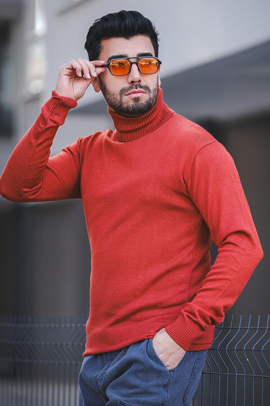 Cotton Slim Fit Men's Full Turtleneck Sweater