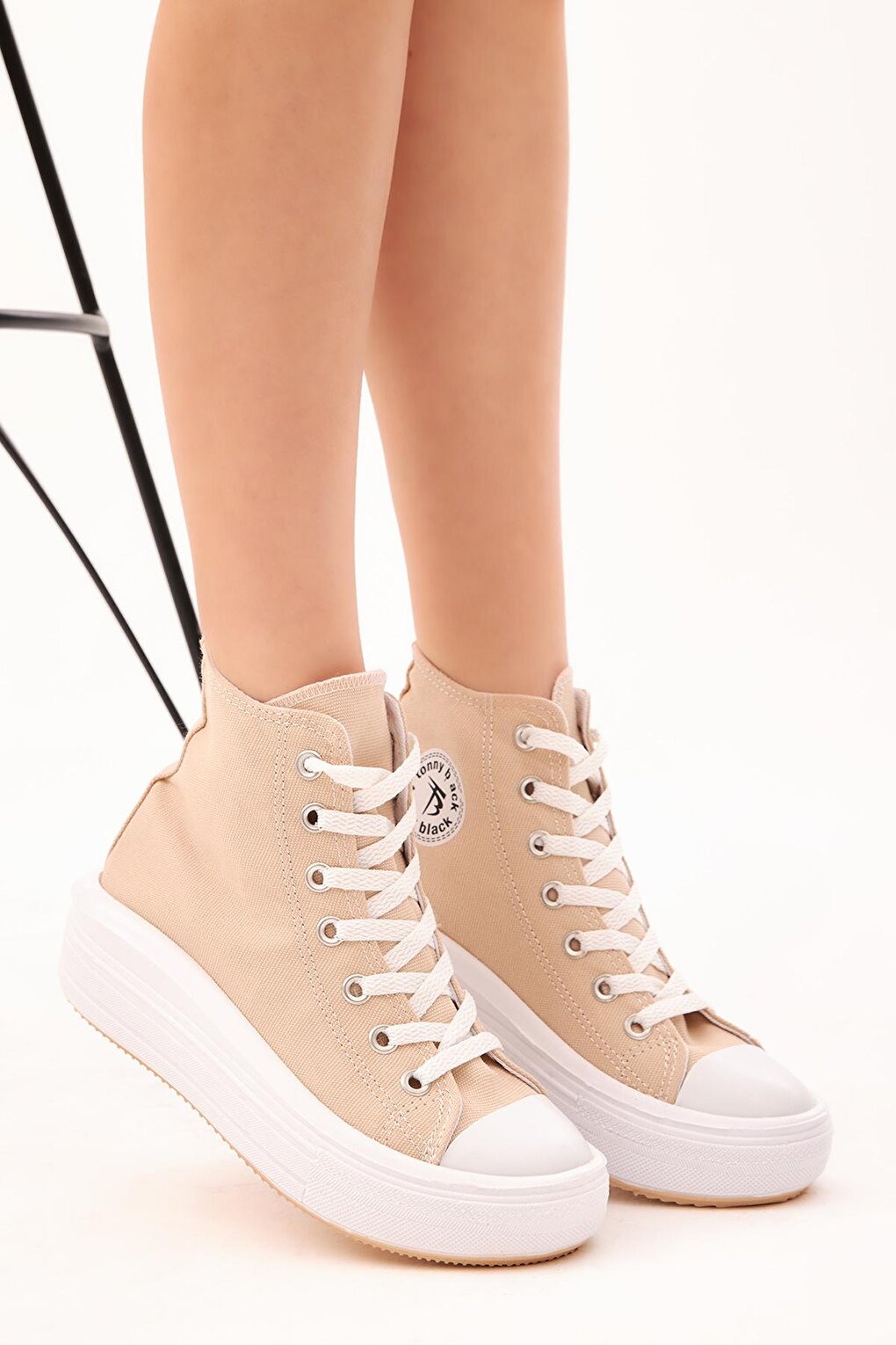 Women's Beige Comfortable Mold Thick Sole Long Sneakers