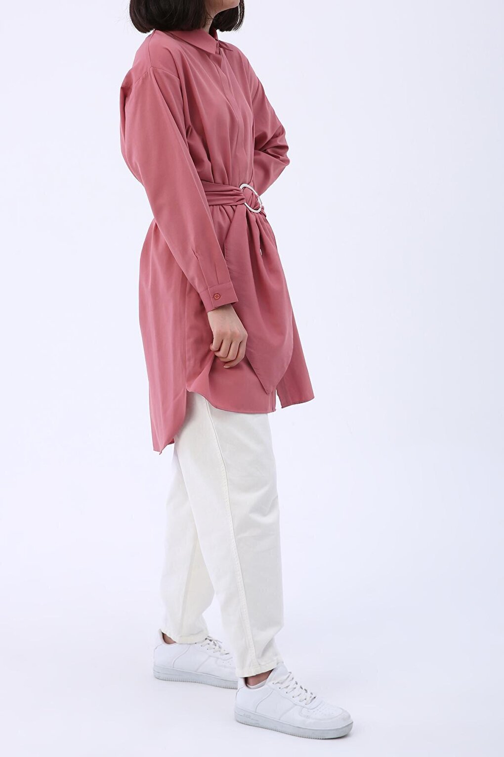 Rose Belted Comfortable Fit Shirt Tunic