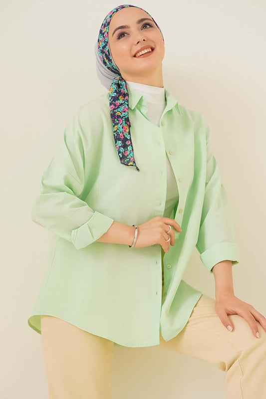 103901 Oversize Basic Hijab Shirt - Green