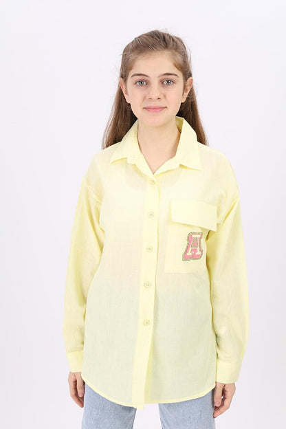 Girl's A Printed Linen Shirt 9-14 Years Lx185