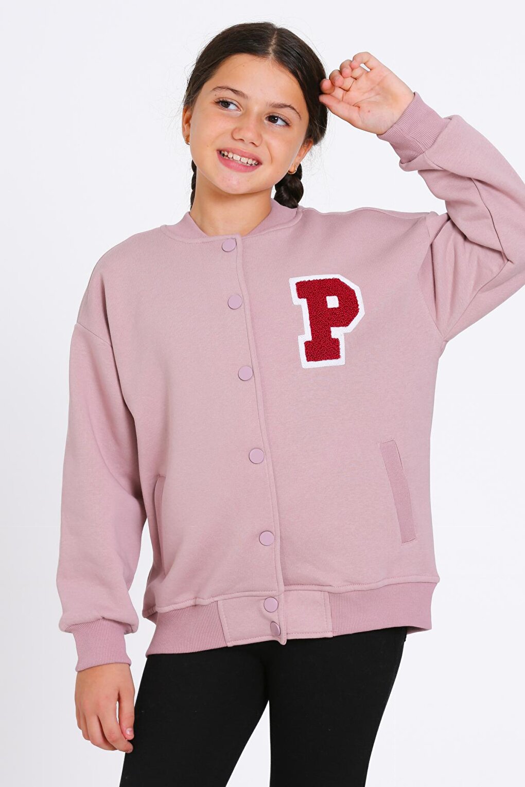 Girl's Dusty Rose Vernichten Embroidered College Jacket