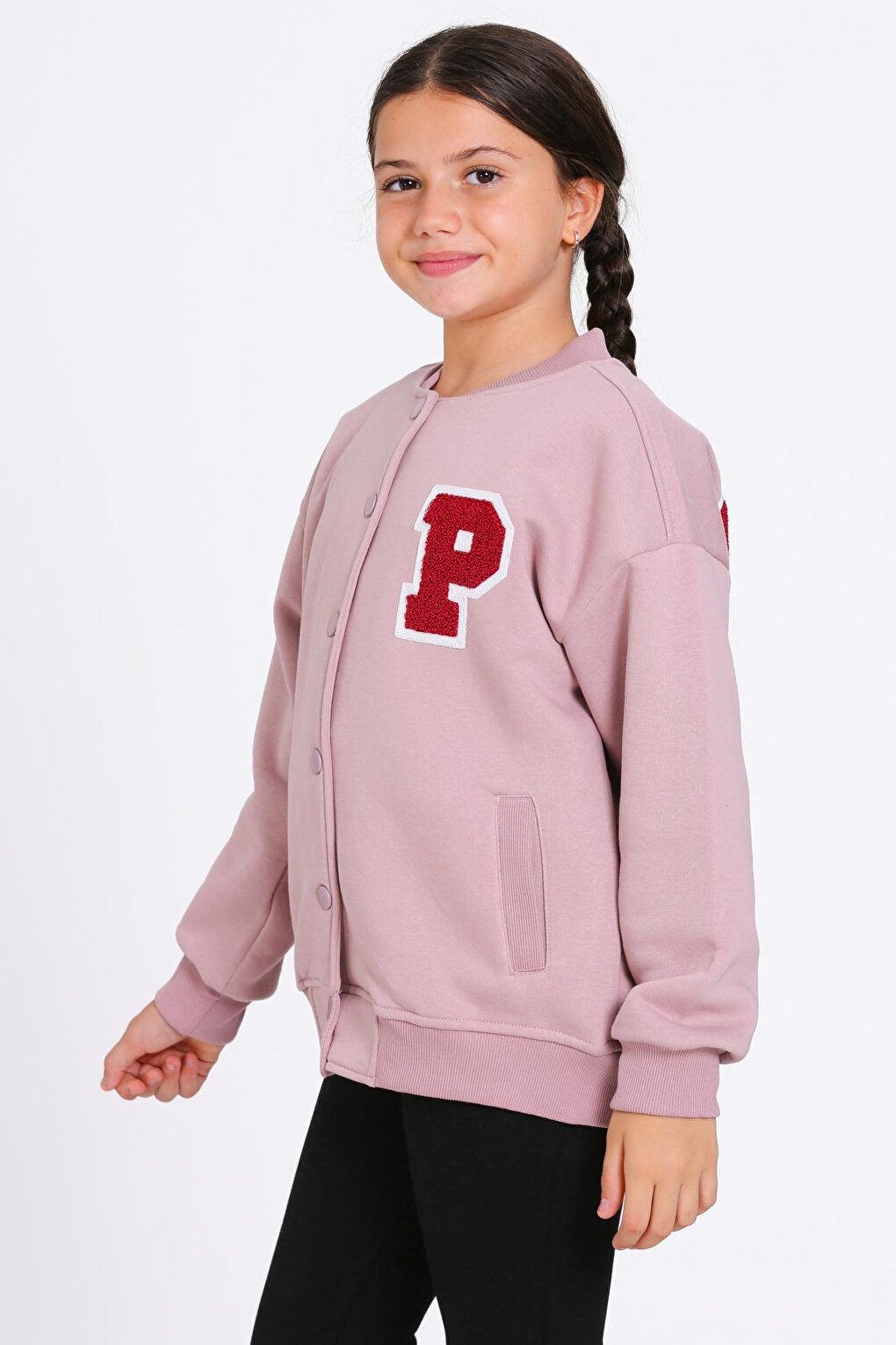 Girl's Dusty Rose Vernichten Embroidered College Jacket