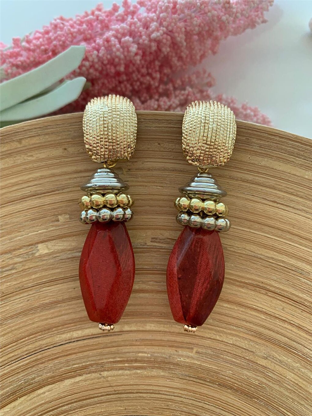 Burgundy Design Earrings