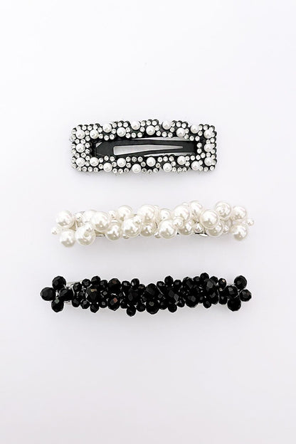 Becuti Pearl and Crystal Detailed Hairpin Set 3 Pack