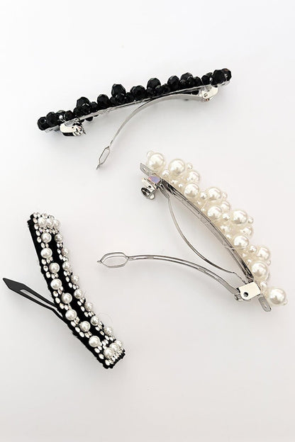 Becuti Pearl and Crystal Detailed Hairpin Set 3 Pack