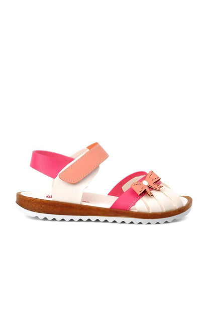 Az14 Pink-White Velcro Girls Sandals