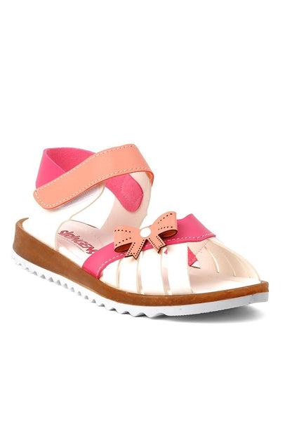 Az14 Pink-White Velcro Girls Sandals