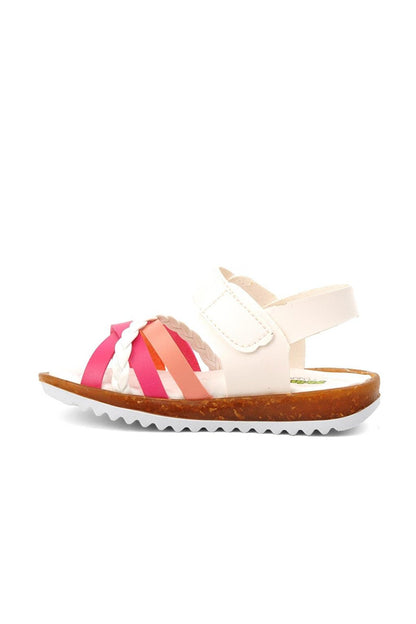 22Y02 White-Pink Velcro Girls Sandals