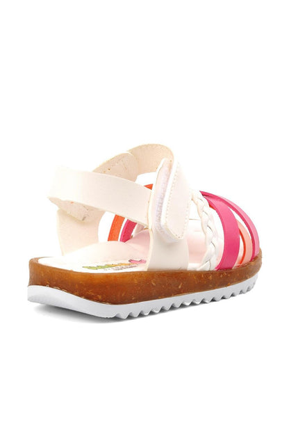 22Y02 White-Pink Velcro Girls Sandals