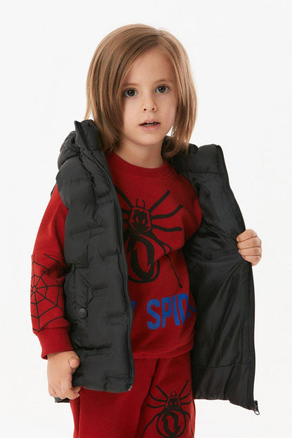 Hooded Unisex Children's Puffer Vest with Snap Pockets