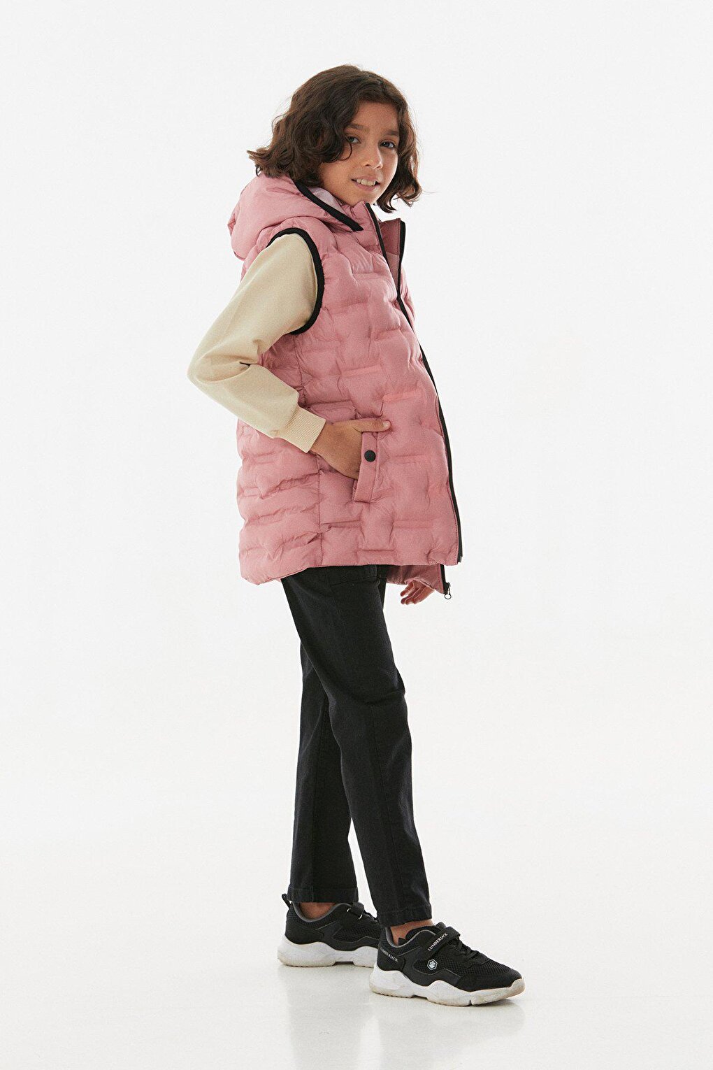 Hooded Unisex Children's Puffer Vest with Snap Pockets