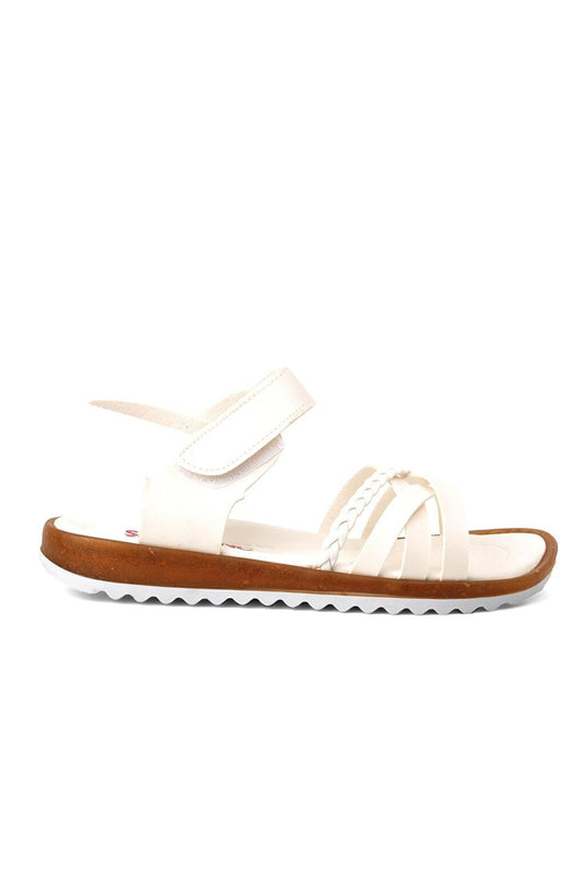 22Y02 White Velcro Girls Sandals