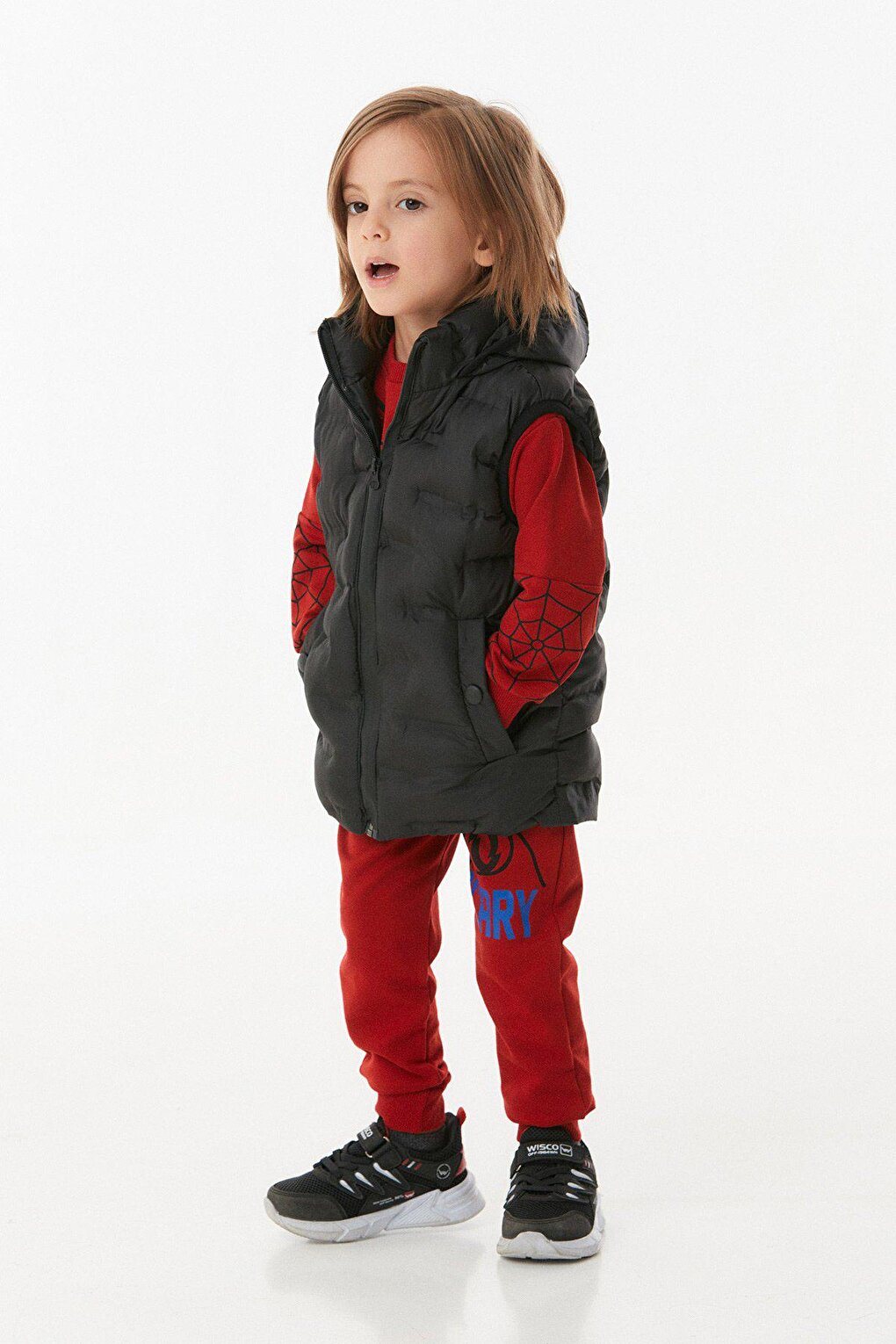 Hooded Unisex Children's Puffer Vest with Snap Pockets