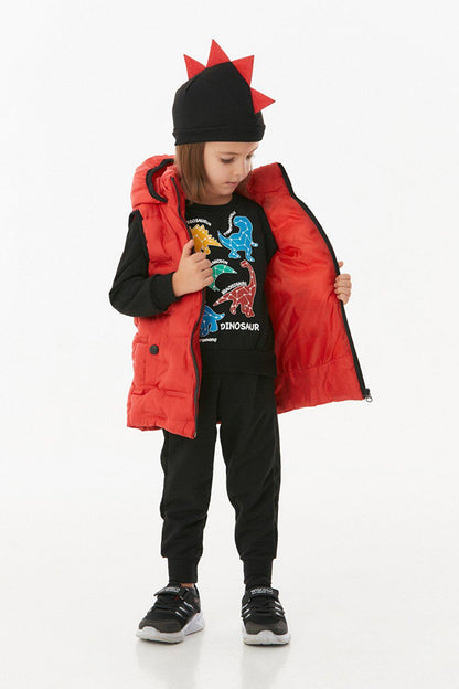 Hooded Unisex Children's Puffer Vest with Snap Pockets