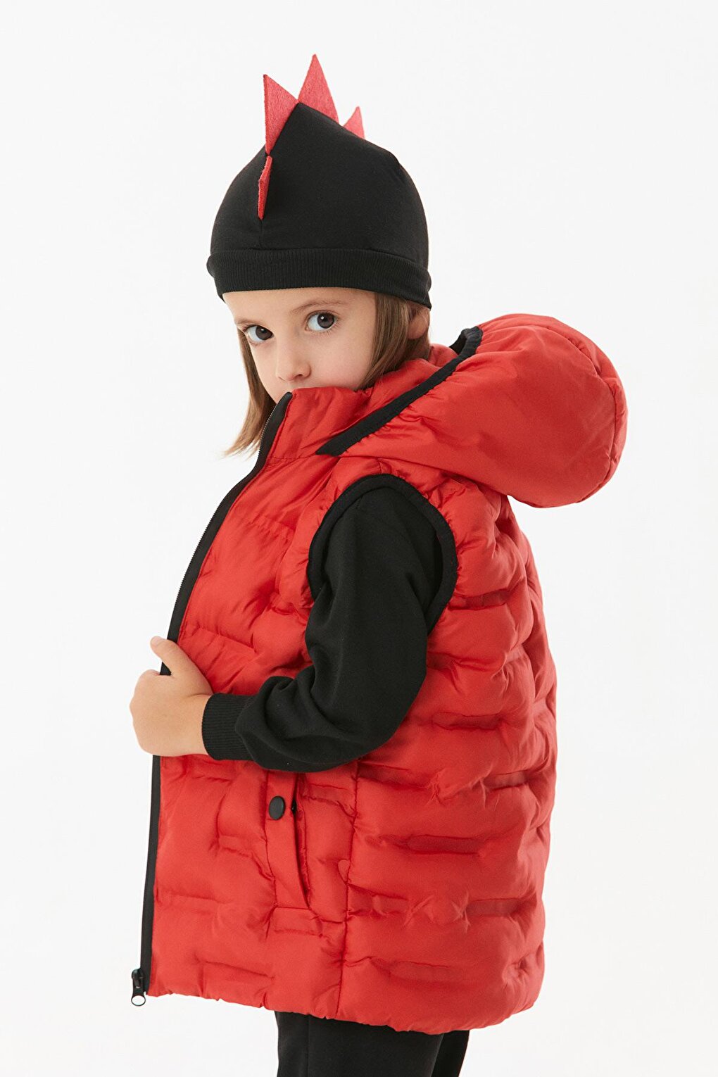 Hooded Unisex Children's Puffer Vest with Snap Pockets