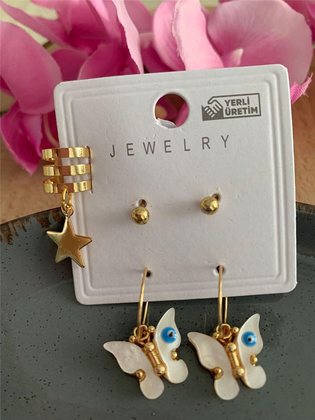 Set of 5 Butterfly Piercing Earrings