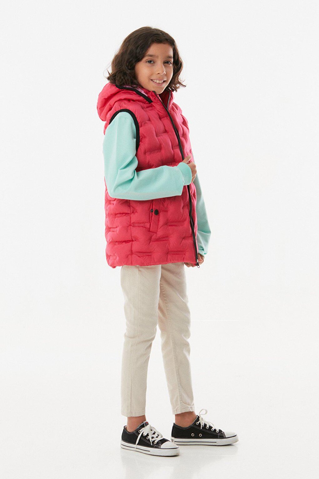 Hooded Unisex Children's Puffer Vest with Snap Pockets