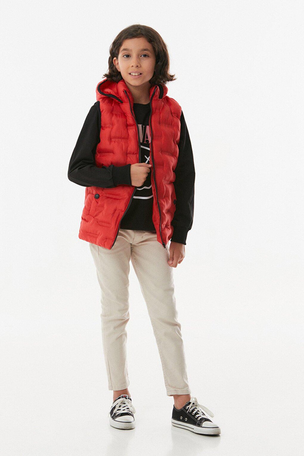 Hooded Unisex Children's Puffer Vest with Snap Pockets