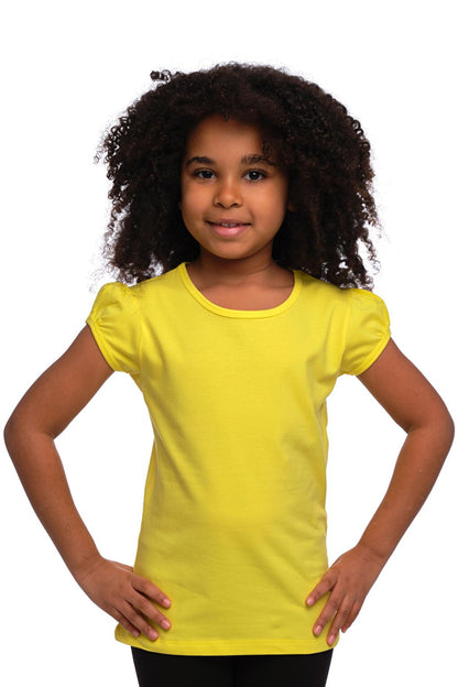 Highlighter Yellow Girl's Short Sleeve Basic T-Shirt