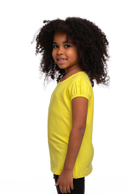 Highlighter Yellow Girl's Short Sleeve Basic T-Shirt