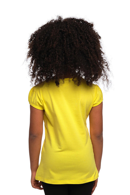 Highlighter Yellow Girl's Short Sleeve Basic T-Shirt