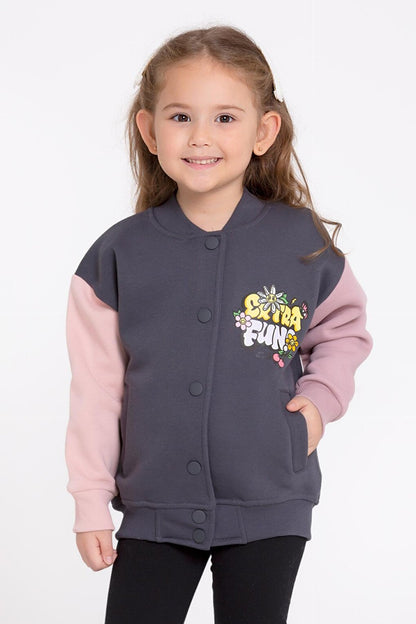 Girl's Anthracite Extra Fun Print College Jacket