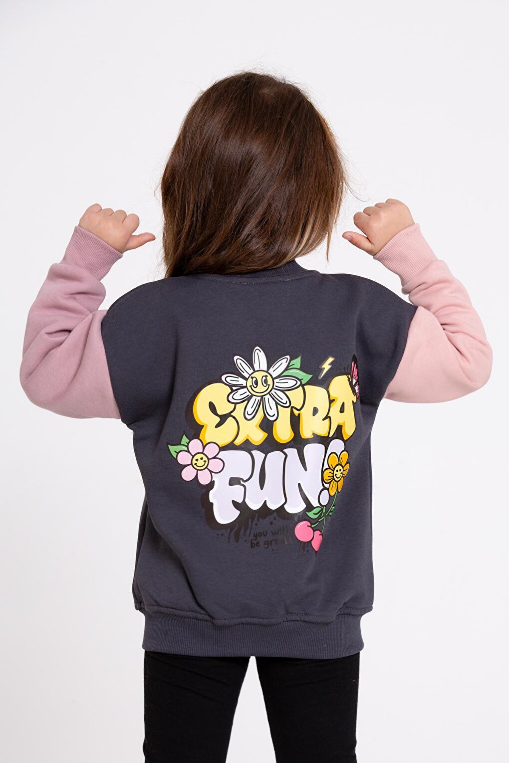 Girl's Anthracite Extra Fun Print College Jacket