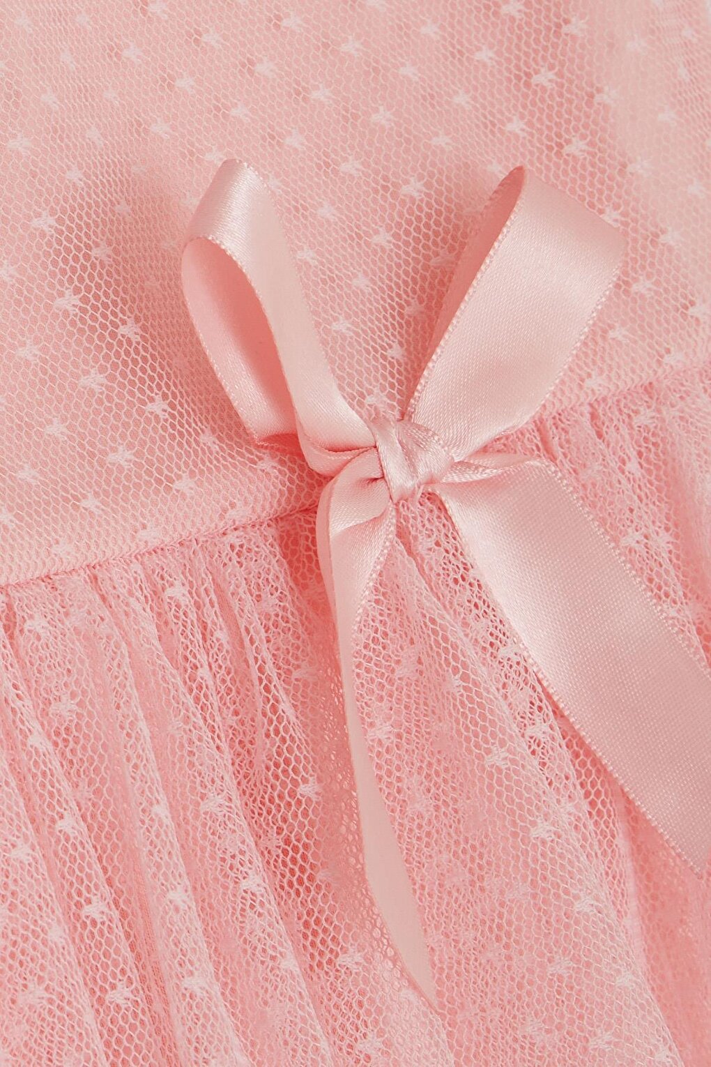 Girl's Dress Tulle Patterned Bow Pink (4-9 Years)