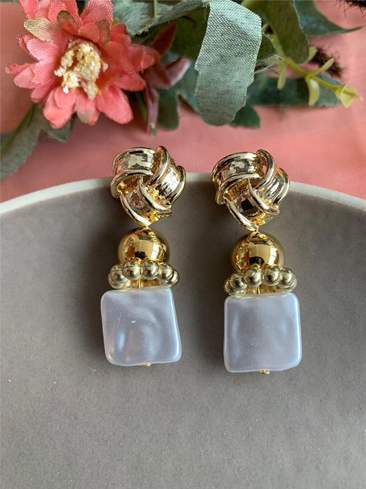 Square Pearl Design Earrings