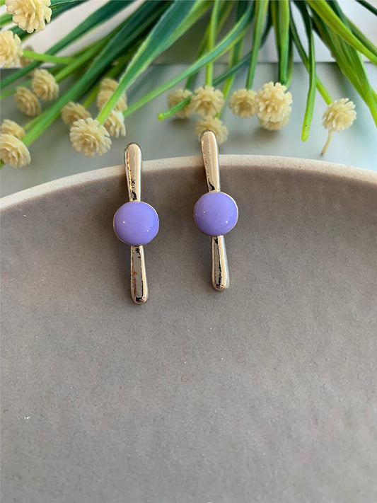 Lilac Circle and Stick Earrings