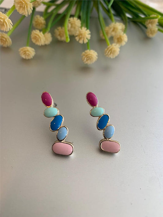 Colorful Ovals Earrings - Pink