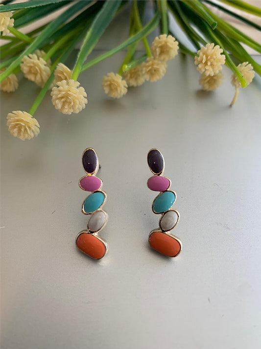 Colorful Ovals Earrings - Orange