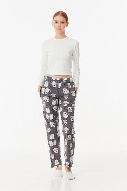 Printed Fleece Pajama Bottoms