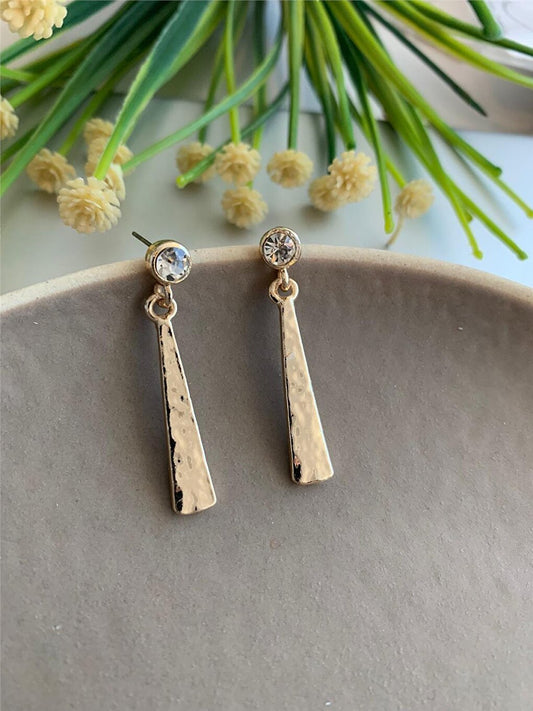 Stone Gold Stud Dangle Earrings