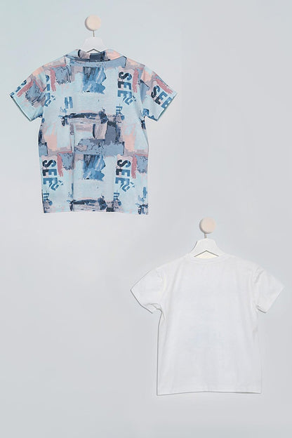 2 Pack See Printed Shirt Tshirt Indigo Set