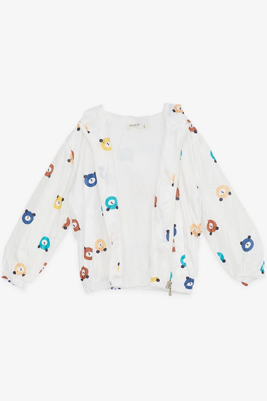 Boy's Raincoat White with Cute Teddy Bear Pattern (Age 1-6)