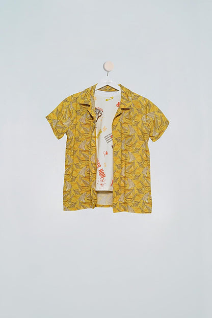 2 Pack Sailing Printed Shirt Tshirt Mustard Set