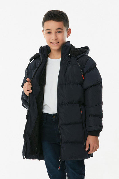 Zippered Hooded Boy's Coat