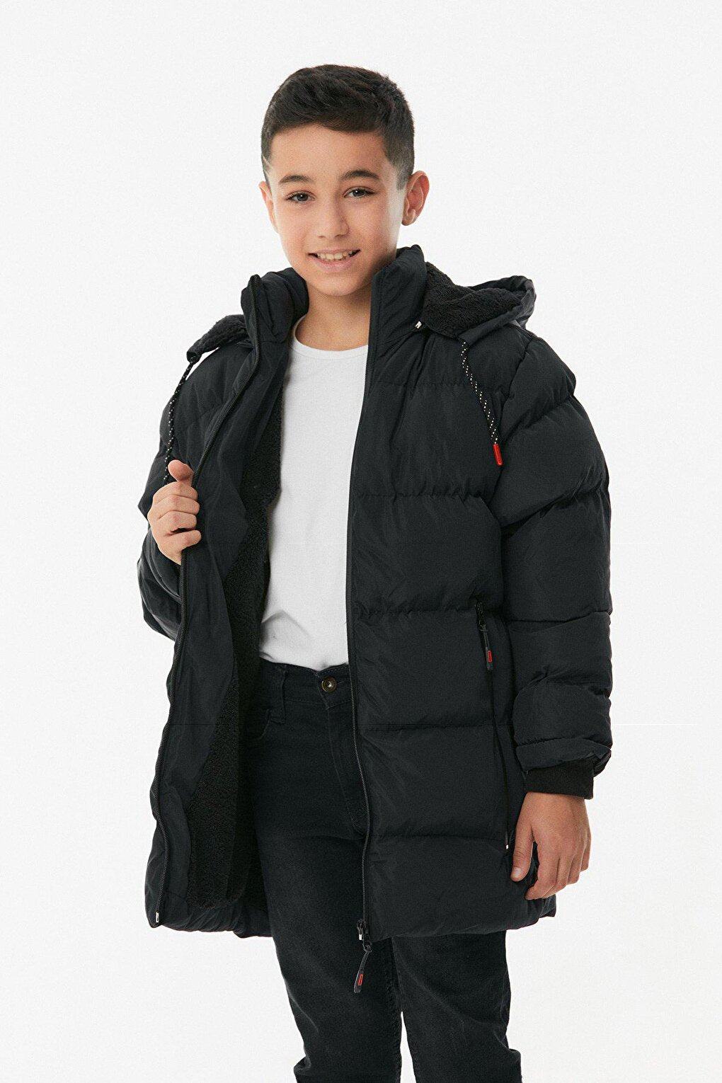 Zippered Hooded Boy's Coat