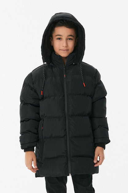 Zippered Hooded Boy's Coat