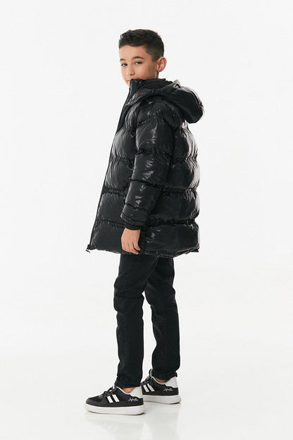 Unisex Children's Puffer Coat with Printed Zipper