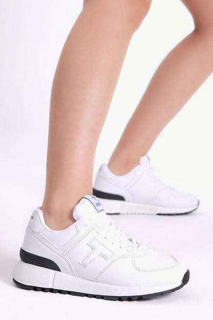 Unisex White Non-Slip Eva Sole Lace-Up Sneaker