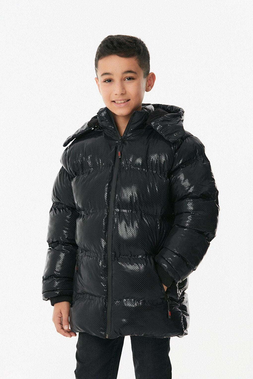 Unisex Children's Puffer Coat with Printed Zipper