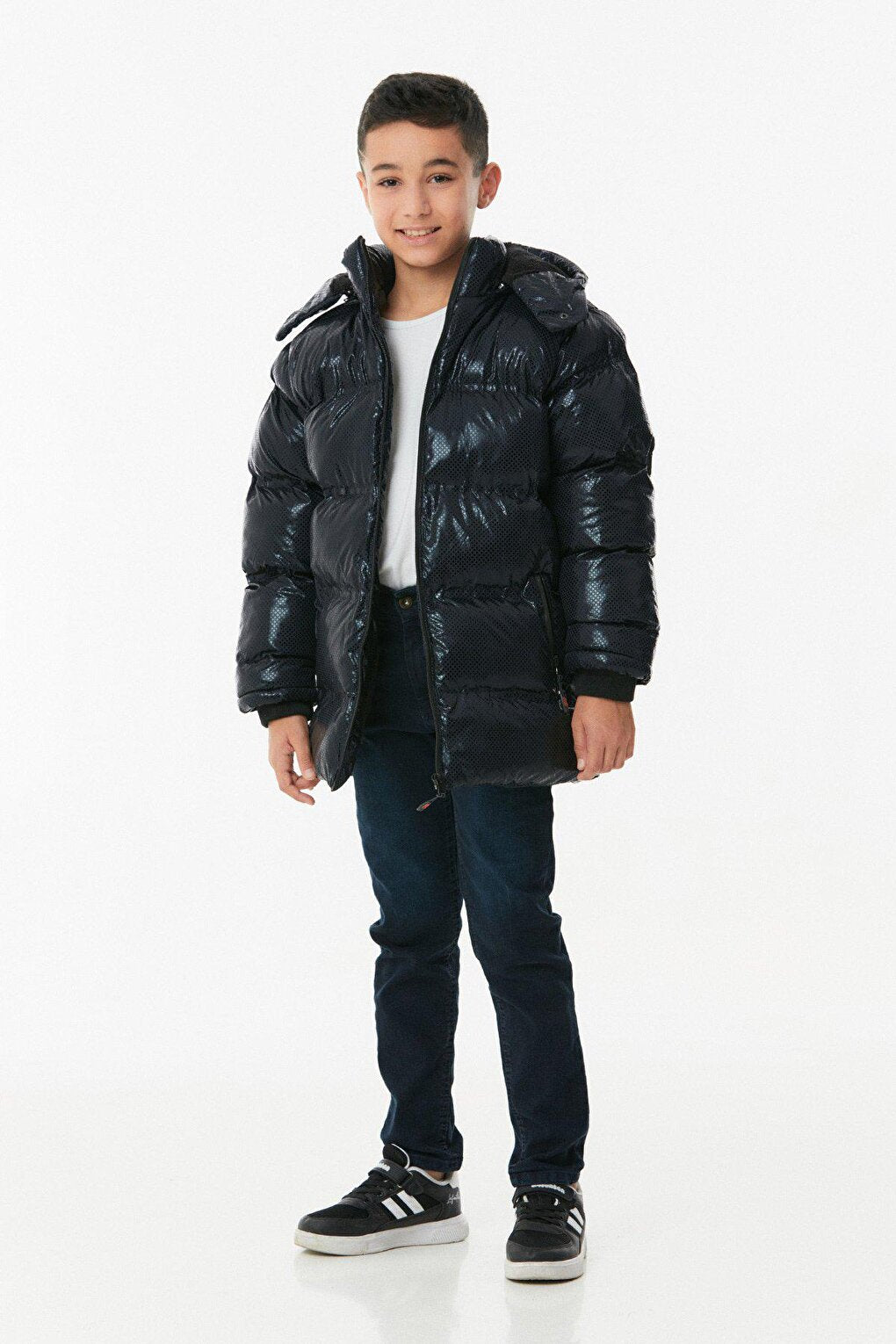 Unisex Children's Puffer Coat with Printed Zipper