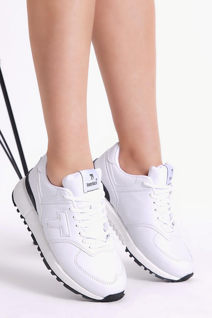 Unisex White Non-Slip Eva Sole Lace-Up Sneaker